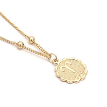Load image into Gallery viewer, Constellation Carve Coin Pendant Necklace Simple Copper Leo Beads Clavicle Chain Necklace Sexy Couple Jewelry