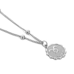 Constellation Carve Coin Pendant Necklace Simple Copper Leo Beads Clavicle Chain Necklace Sexy Couple Jewelry