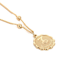 Load image into Gallery viewer, Constellation Carve Coin Pendant Necklace Simple Copper Leo Beads Clavicle Chain Necklace Sexy Couple Jewelry