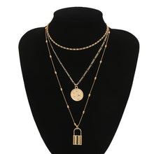 Carica l&#39;immagine nel visualizzatore di Gallery, Multi Layer Lover Lock Pendant Choker Necklace Steampunk Padlock Heart Chain Necklace Collier Best Couple Jewelry Gift