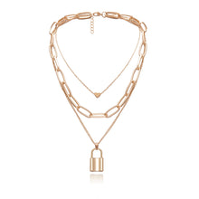 Carica l&#39;immagine nel visualizzatore di Gallery, Multi Layer Lover Lock Pendant Choker Necklace Steampunk Padlock Heart Chain Necklace Collier Best Couple Jewelry Gift