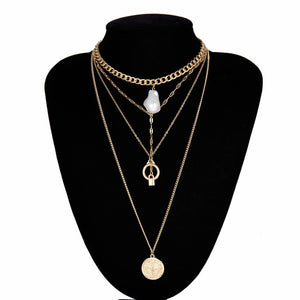 Multi Layer Lover Lock Pendant Choker Necklace Steampunk Padlock Heart Chain Necklace Collier Best Couple Jewelry Gift