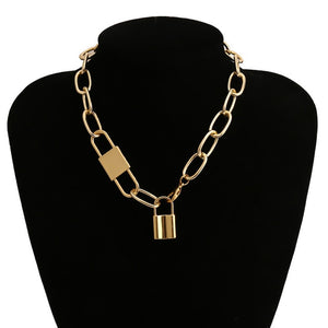 Multi Layer Lover Lock Pendant Choker Necklace Steampunk Padlock Heart Chain Necklace Collier Best Couple Jewelry Gift