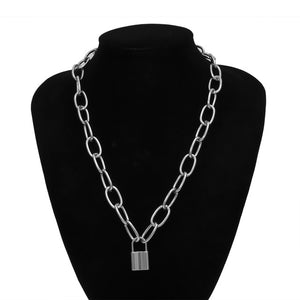 Multi Layer Lover Lock Pendant Choker Necklace Steampunk Padlock Heart Chain Necklace Collier Best Couple Jewelry Gift