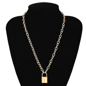 Multi Layer Lover Lock Pendant Choker Necklace Steampunk Padlock Heart Chain Necklace Collier Best Couple Jewelry Gift