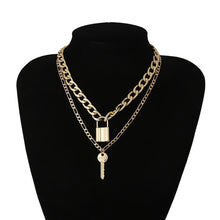 Carica l&#39;immagine nel visualizzatore di Gallery, Multi Layer Lover Lock Pendant Choker Necklace Steampunk Padlock Heart Chain Necklace Collier Best Couple Jewelry Gift