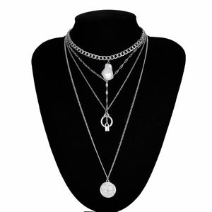 Multi Layer Lover Lock Pendant Choker Necklace Steampunk Padlock Heart Chain Necklace Collier Best Couple Jewelry Gift