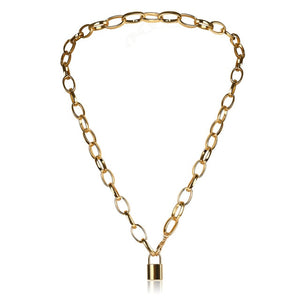 Multi Layer Lover Lock Pendant Choker Necklace Steampunk Padlock Heart Chain Necklace Collier Best Couple Jewelry Gift