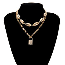 Carica l&#39;immagine nel visualizzatore di Gallery, Multi Layer Lover Lock Pendant Choker Necklace Steampunk Padlock Heart Chain Necklace Collier Best Couple Jewelry Gift