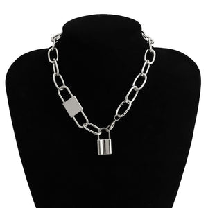 Multi Layer Lover Lock Pendant Choker Necklace Steampunk Padlock Heart Chain Necklace Collier Best Couple Jewelry Gift