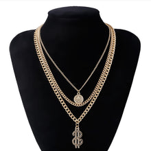 Carica l&#39;immagine nel visualizzatore di Gallery, Punk Miami Cuban Choker Necklace Colar Hip Hop Big Thick Chunky Chain Fashion Queen Coin Pendant Necklace Women Jewelry