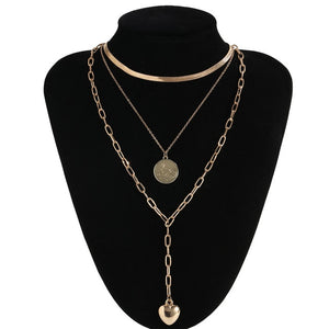 Punk Miami Cuban Choker Necklace Colar Hip Hop Big Thick Chunky Chain Fashion Queen Coin Pendant Necklace Women Jewelry