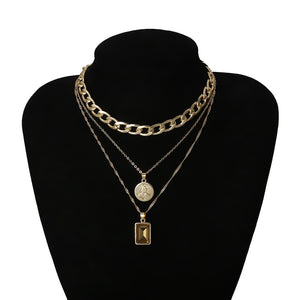 Punk Miami Cuban Choker Necklace Colar Hip Hop Big Thick Chunky Chain Fashion Queen Coin Pendant Necklace Women Jewelry
