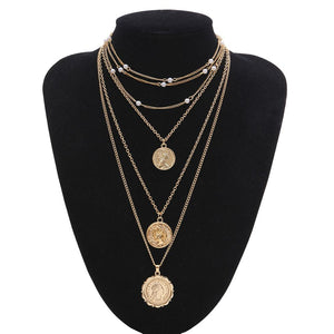 Punk Miami Cuban Choker Necklace Colar Hip Hop Big Thick Chunky Chain Fashion Queen Coin Pendant Necklace Women Jewelry