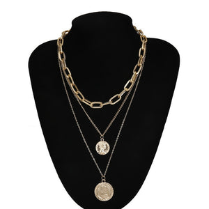 Punk Miami Cuban Choker Necklace Colar Hip Hop Big Thick Chunky Chain Fashion Queen Coin Pendant Necklace Women Jewelry