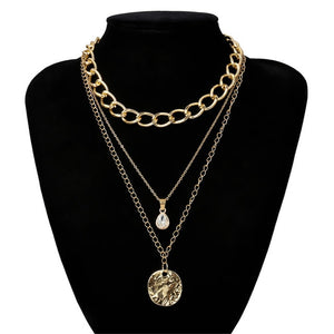 Punk Miami Cuban Choker Necklace Colar Hip Hop Big Thick Chunky Chain Fashion Queen Coin Pendant Necklace Women Jewelry