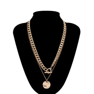 Punk Miami Cuban Choker Necklace Colar Hip Hop Big Thick Chunky Chain Fashion Queen Coin Pendant Necklace Women Jewelry