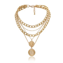 Carica l&#39;immagine nel visualizzatore di Gallery, Punk Miami Cuban Choker Necklace Colar Hip Hop Big Thick Chunky Chain Fashion Queen Coin Pendant Necklace Women Jewelry
