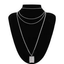 Load image into Gallery viewer, Statement Multilayer Square Pendants Rose Pattern Circle Choker Necklace Clavicle Chain Fashion Jewelry for Women