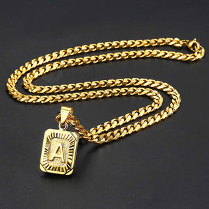 Initial letter Pendant a b c Charm Gold Necklace for Women Men Cuban Link Chain Dropshipping GPM05C