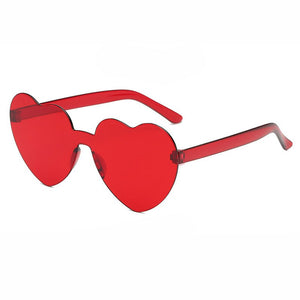 Ins Cute Love Heart Shaped Sunglasses Women Rimless Frame Tint Clear Lens Colorful Sunglasses Red Pink Yellow Shades In Summer