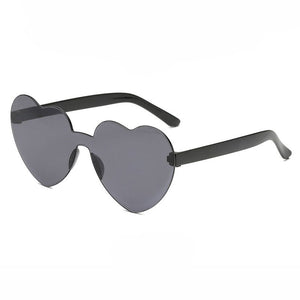 Ins Cute Love Heart Shaped Sunglasses Women Rimless Frame Tint Clear Lens Colorful Sunglasses Red Pink Yellow Shades In Summer