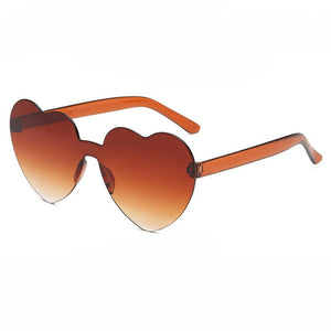 Ins Cute Love Heart Shaped Sunglasses Women Rimless Frame Tint Clear Lens Colorful Sunglasses Red Pink Yellow Shades In Summer