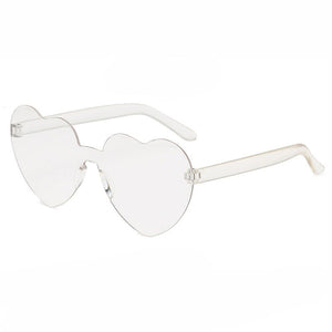 Ins Cute Love Heart Shaped Sunglasses Women Rimless Frame Tint Clear Lens Colorful Sunglasses Red Pink Yellow Shades In Summer