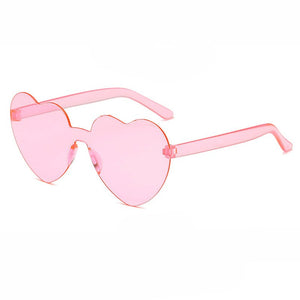 Ins Cute Love Heart Shaped Sunglasses Women Rimless Frame Tint Clear Lens Colorful Sunglasses Red Pink Yellow Shades In Summer