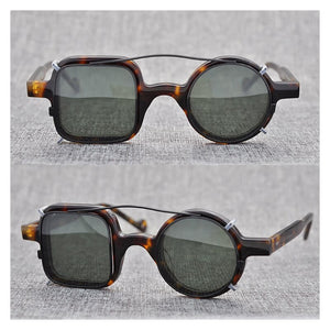 Iron Man  Vintage Acetate 2 In 1 Clip On Glasses Frame Men Women Prescription Optical Myopia Eyeglasses Frame Eyewear