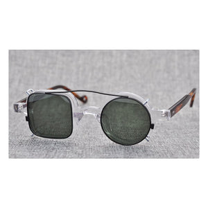 Iron Man  Vintage Acetate 2 In 1 Clip On Glasses Frame Men Women Prescription Optical Myopia Eyeglasses Frame Eyewear