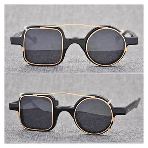Iron Man  Vintage Acetate 2 In 1 Clip On Glasses Frame Men Women Prescription Optical Myopia Eyeglasses Frame Eyewear