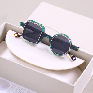 Iron Man  Vintage Acetate 2 In 1 Clip On Glasses Frame Men Women Prescription Optical Myopia Eyeglasses Frame Eyewear