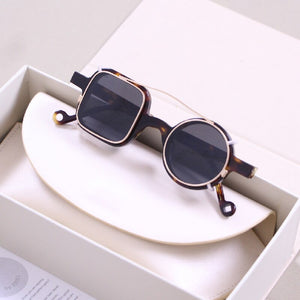 Iron Man  Vintage Acetate 2 In 1 Clip On Glasses Frame Men Women Prescription Optical Myopia Eyeglasses Frame Eyewear