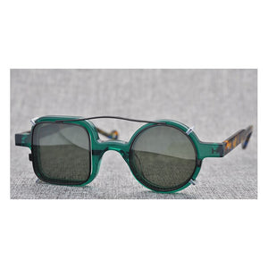 Iron Man  Vintage Acetate 2 In 1 Clip On Glasses Frame Men Women Prescription Optical Myopia Eyeglasses Frame Eyewear