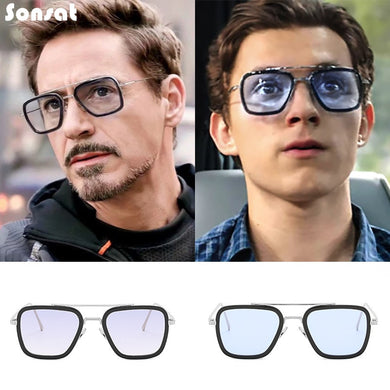 Iron Man Tony Stark Sunglasses Square Sunglasses  Brand Designer Glasses Retro Vintage Robert Downey JR Eyeglasses UV400