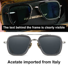 Carica l&#39;immagine nel visualizzatore di Gallery, Iron Man occhiali da sole in titanio puro uomo occhiali da vista quadrati in acetato Pilot Double Bridge Edith donna Occhiali da sole