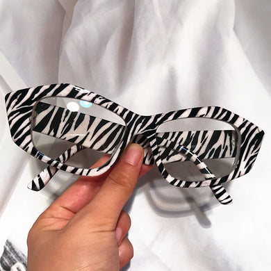 Irregular Anti-blue Light Zebra Print Eyeglasses For Women Vintage Unique Cat Eye Computer Glasses Frame Female Elegant Shades