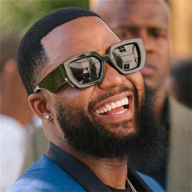 Irregular Black Square Sunglasses Men Milan Week 2023  Designer Brand Celebrity Shades Thick Frame Glasses UV400