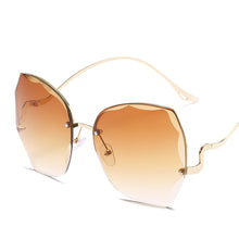 Load image into Gallery viewer, Irregular Round Sunglasses Women Brand Designer Gradient Sun Glasses Female Rimless Metal Curved Temples Oculos De Sol