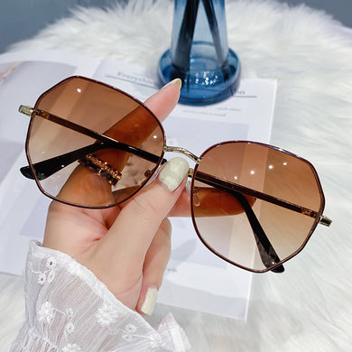 Irregular Round Sunglasses Women Brand Designer Vintage Sun Glasses Gradient Eyewear For Lady Big Frame Mirror Retro Oculos