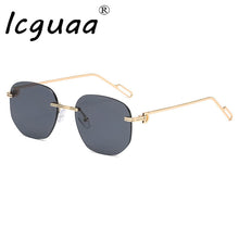 Carica l&#39;immagine nel visualizzatore di Gallery, Irregular Square Men Rimless Sunglasses  Brand Designer Round Sunglasses Women Gradient Shades Frameless UV400 Eyewear