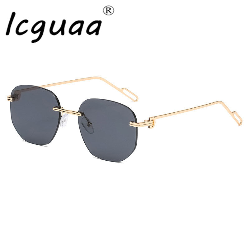 Irregular Square Men Rimless Sunglasses  Brand Designer Round Sunglasses Women Gradient Shades Frameless UV400 Eyewear