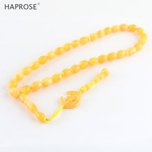 Carica l'immagine nel visualizzatore di Gallery, Islamic Chanting Copal Red Brown Bead Bracelet 33 Beads Tasbih Muslim Allah Beads Rosary Moon Star Sign Holid Gifts