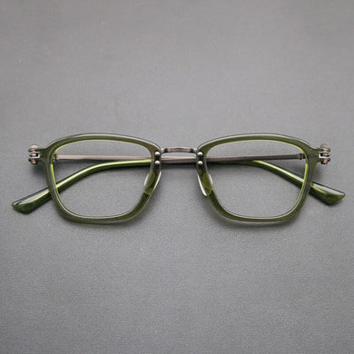 Italian Handmade Titanium Acetate Optical Glasses Frame Women Full Rim Square Myopia Eyeglasses Men's Personality Green Eyewear