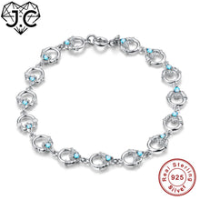 Carica l&#39;immagine nel visualizzatore di Gallery, Women Classic Rainbow &amp; Blue Topaz Fine Jewelry Bracelets Genuine 925 Standard Sterling Silver Bracelet For Christma Gifts