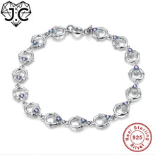 Carica l&#39;immagine nel visualizzatore di Gallery, Women Classic Rainbow &amp; Blue Topaz Fine Jewelry Bracelets Genuine 925 Standard Sterling Silver Bracelet For Christma Gifts