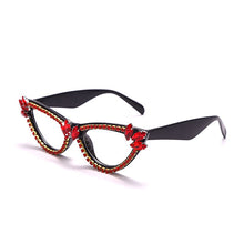 Load image into Gallery viewer, JASPEER Diamond Cat Eye Glasses Frames Women 2023 Trendy Rhinestone Handmade Eyeglasses Ladies Vintage Handmade Eyewear