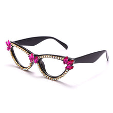 Load image into Gallery viewer, JASPEER Diamond Cat Eye Glasses Frames Women 2023 Trendy Rhinestone Handmade Eyeglasses Ladies Vintage Handmade Eyewear