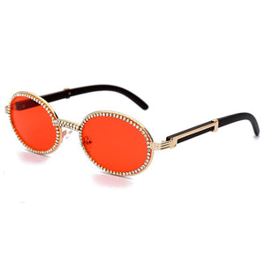 JASPEER Occhiali da sole rotondi con diamanti Uomo Donna Designer di marca Montatura in plastica Occhiali da vista punk con strass viola 